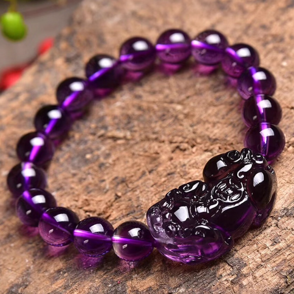 Amethyst Pi Yao Bracelet: Spiritual Fire, Wealth & Wisdom