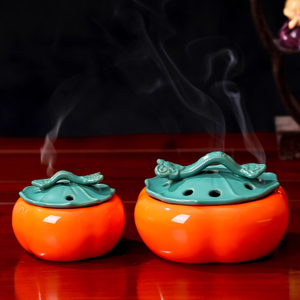 "Shishi Ruyi" Persimmon Incense Burner: The Orb of Earth & Fire