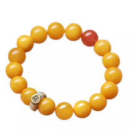 Ladies' "Chicken Oil Yellow" Amber Bracelet: Earth's Gentle Embrace, Timeless Fortune
