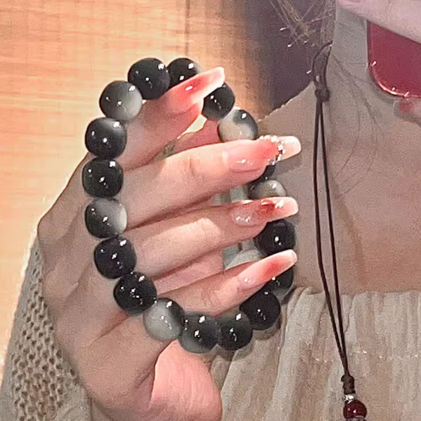 Bodhi root black and white metal bracelet