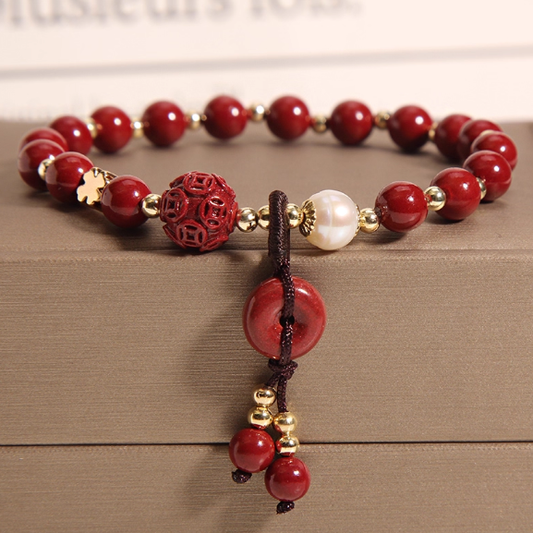 Cinnabar "Peace Buckle" Bracelet: The Fire of Protection and Serenity