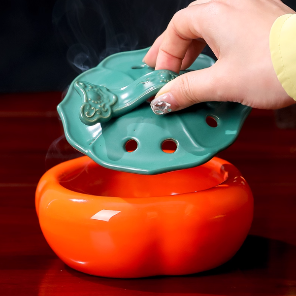 "Shishi Ruyi" Persimmon Incense Burner: The Orb of Earth & Fire