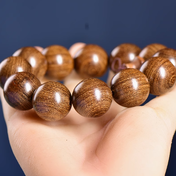 Golden Silk Nanmu Wood Bracelet: Grounding Energy, Flourishing Growth