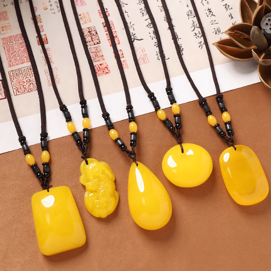 Ethnic Amber Necklace: Prosperity & Peace, The Golden Earth's Blessing