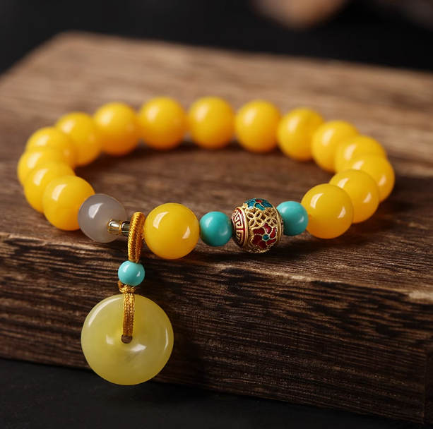 Natural Amber Wax Bracelet: Grounding Stability, Radiant Abundance