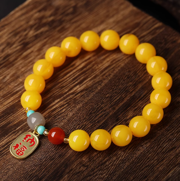 Natural Amber Wax Bracelet: Grounding Stability, Radiant Abundance
