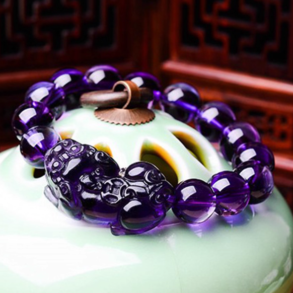 Amethyst Pi Yao Bracelet: Spiritual Fire, Wealth & Wisdom