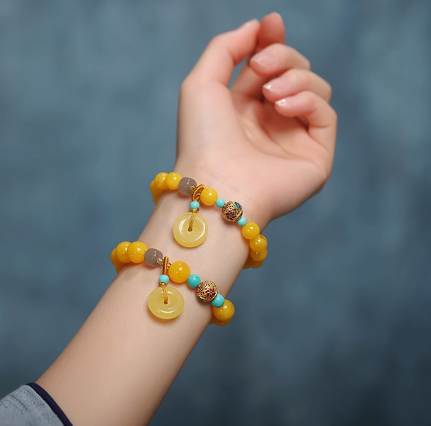 Natural Amber Wax Bracelet: Grounding Stability, Radiant Abundance