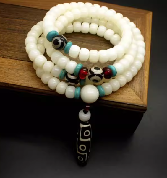108-Bead White Bodhi Root Mala: Pure Wisdom, Serene Growth