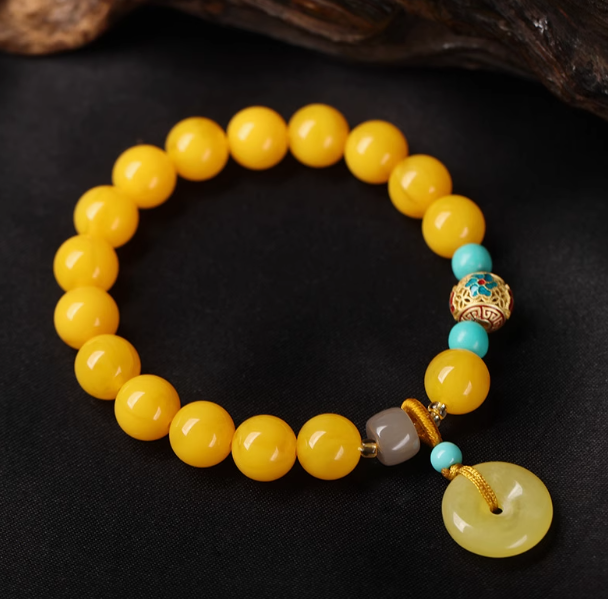 Natural Amber Wax Bracelet: Grounding Stability, Radiant Abundance