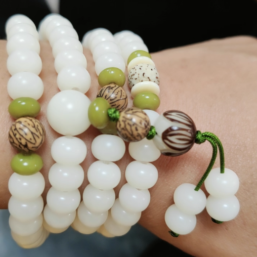 108-Bead White Bodhi Root Mala: Pure Wisdom, Serene Growth