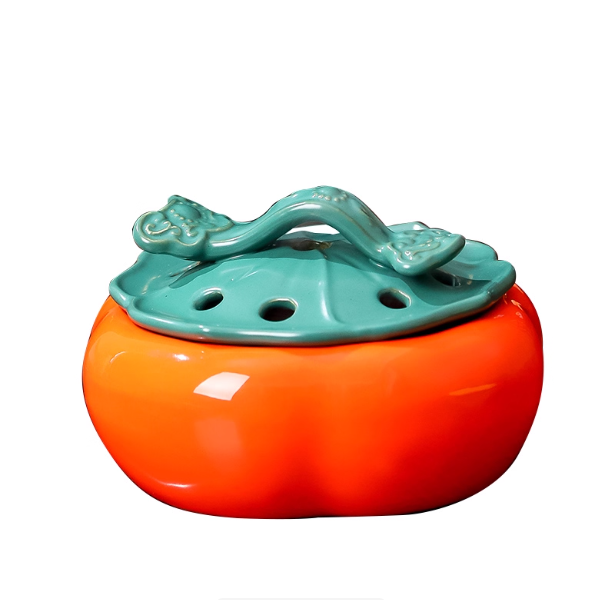 "Shishi Ruyi" Persimmon Incense Burner: The Orb of Earth & Fire