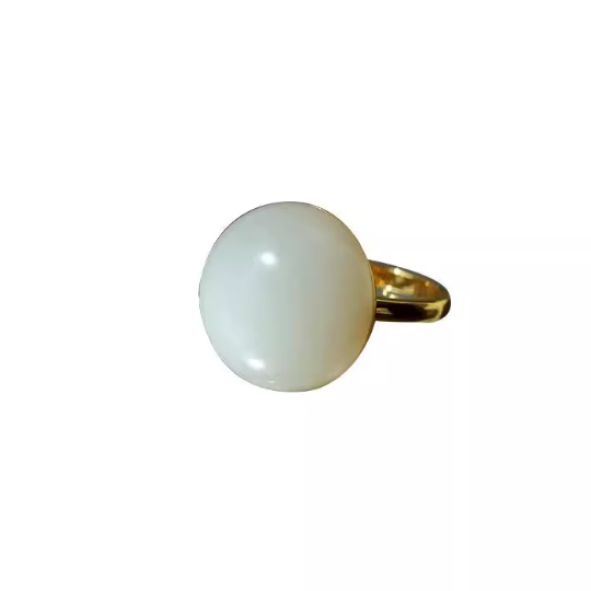 Hetian White Jade Sphere Ring: The Purity of Gold, The Promise of Perfection